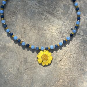 Collar Margarita Amarilla · Ágata Azul: imagen 2